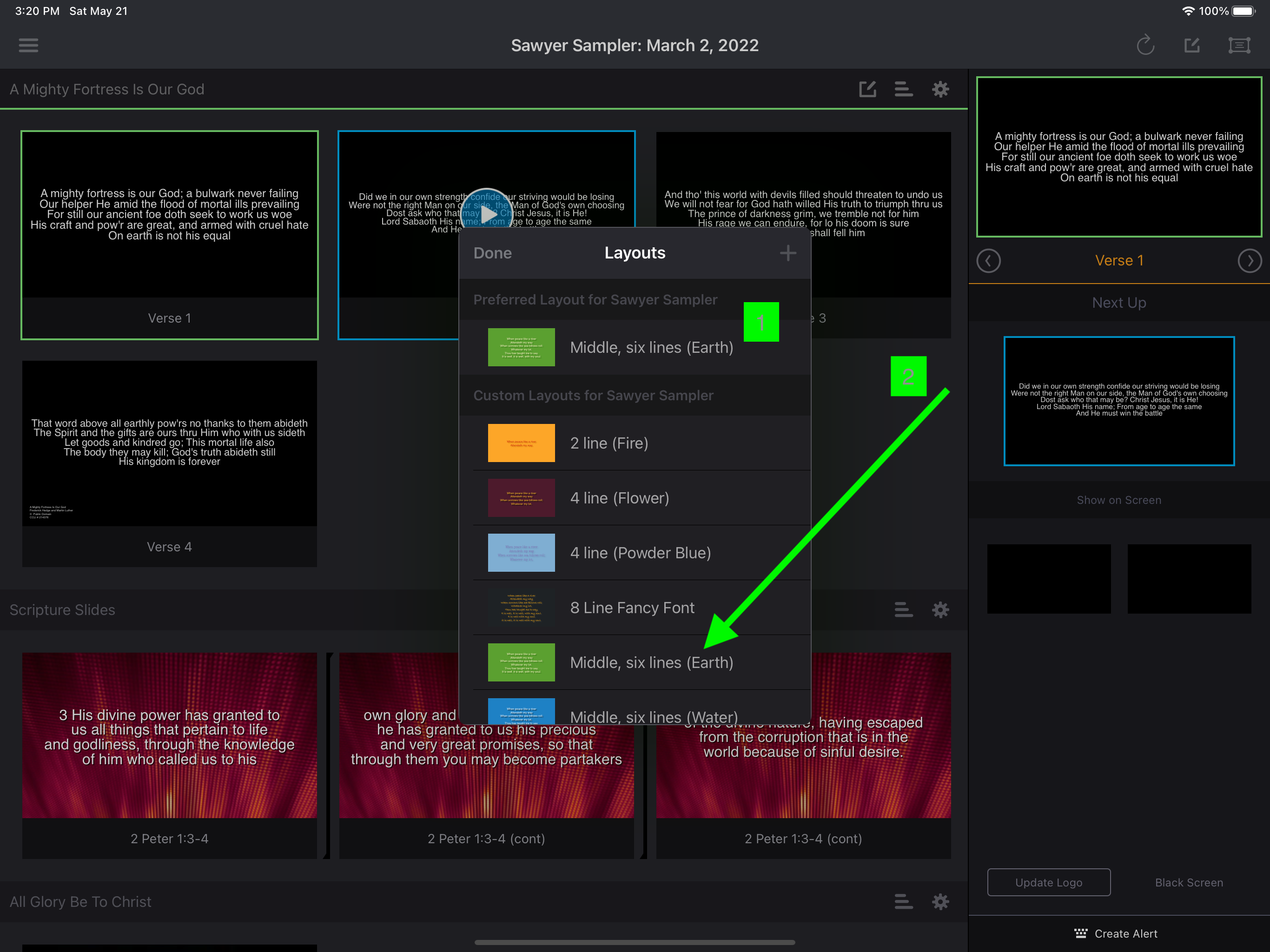 The Layouts panel with the new layout pinned at the top under Preferred Layout, and listed again under Custom Layouts