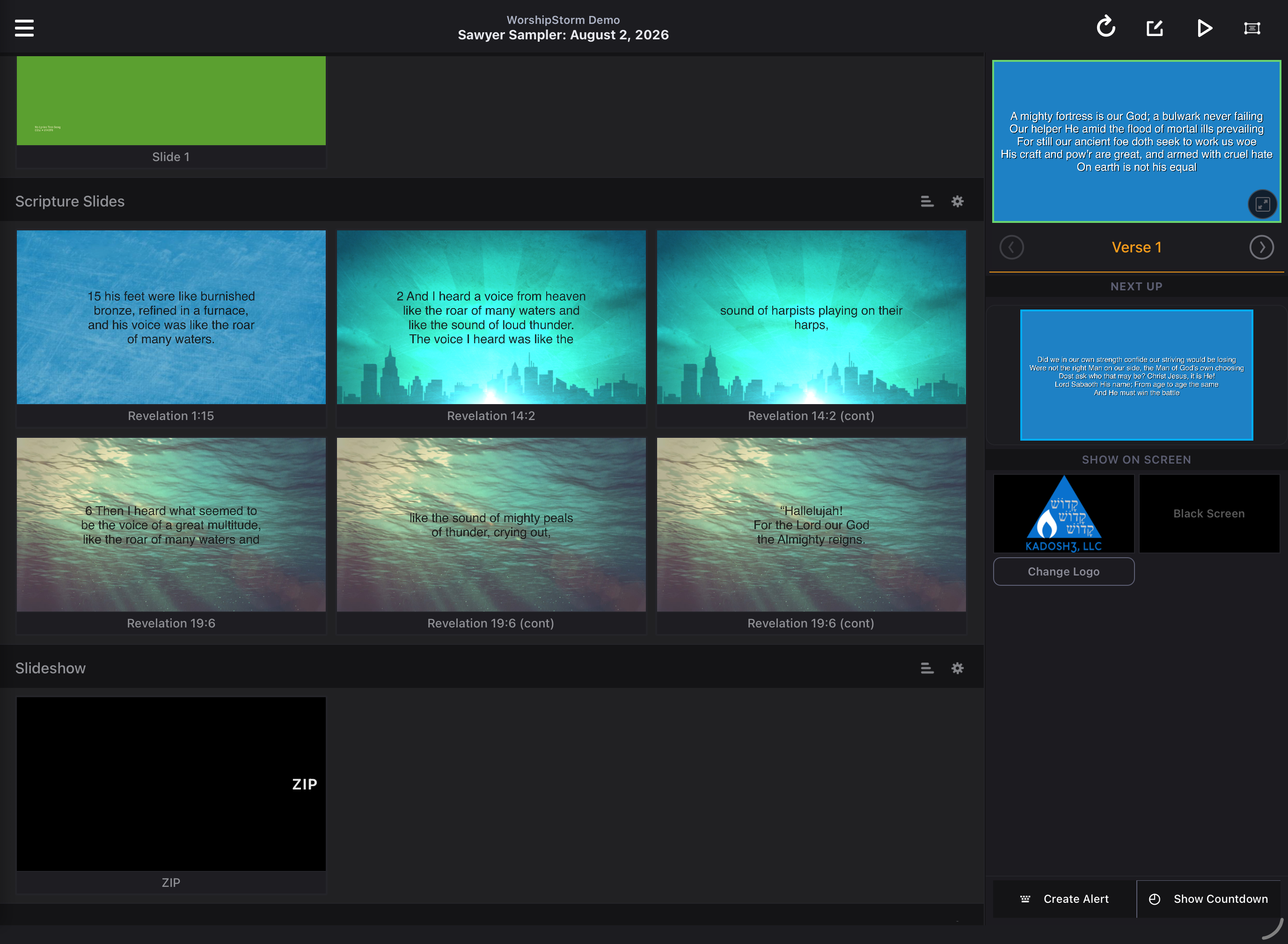 The finished deck, each slide showing its own background thumbnail