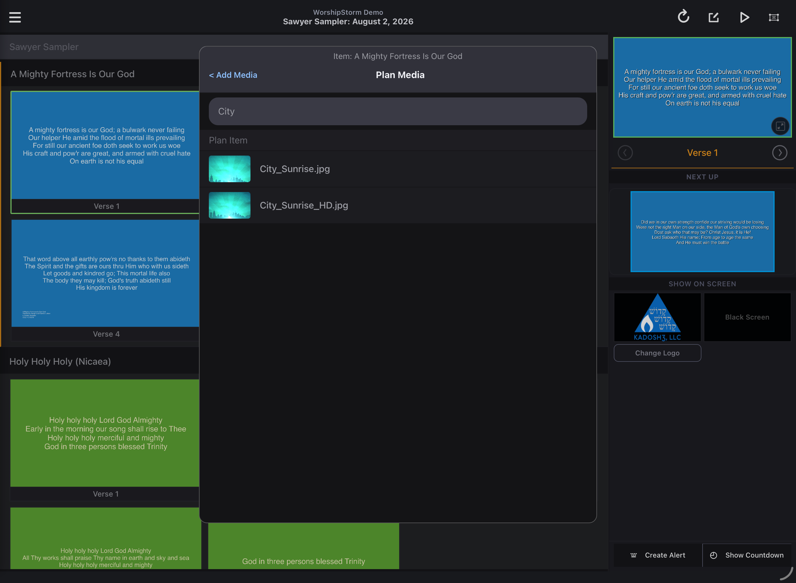 The Plan Media list, showing the plan's attachments grouped under the item each belongs to