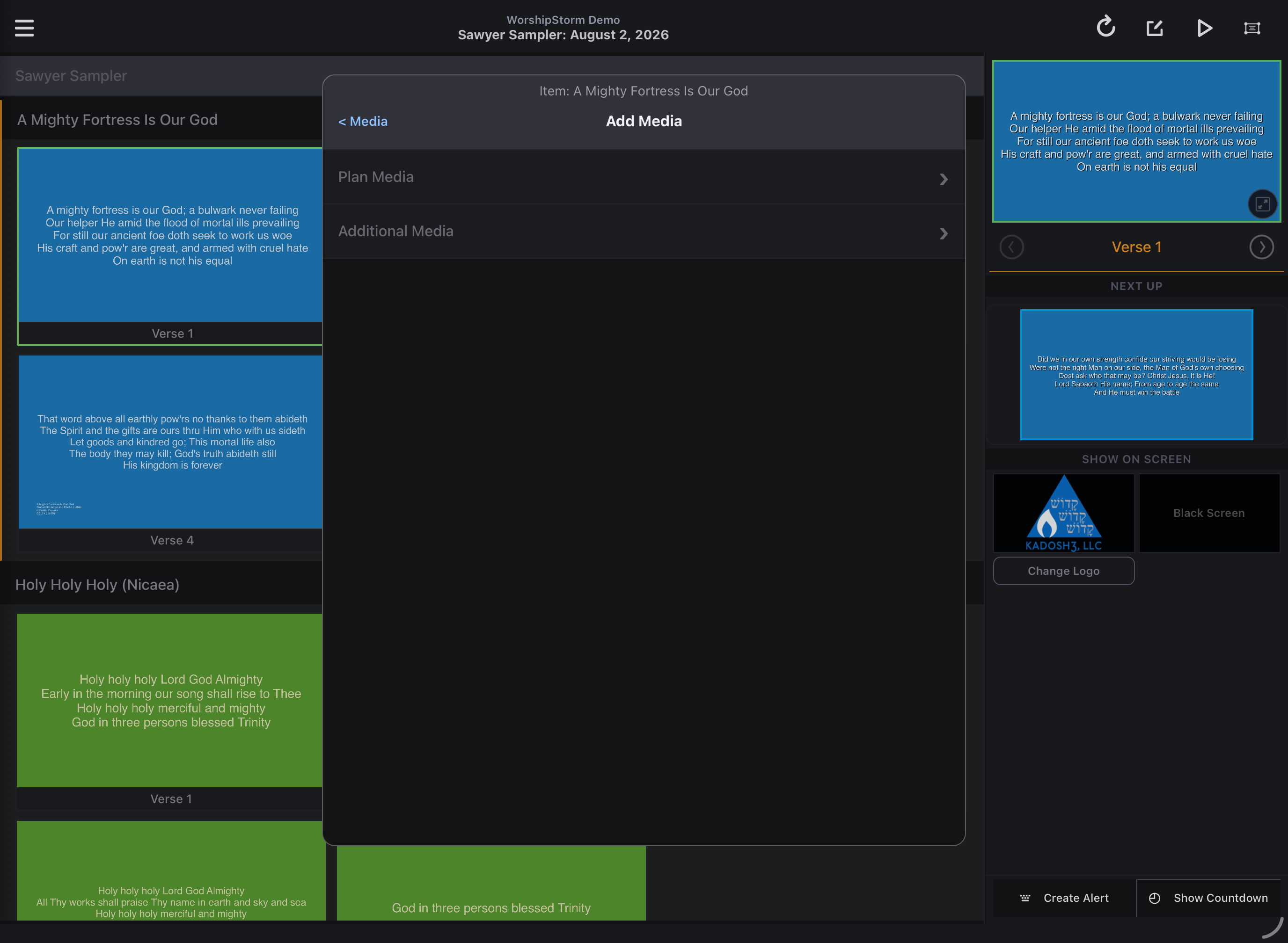 The media chooser, offering Plan Media and Additional Media
