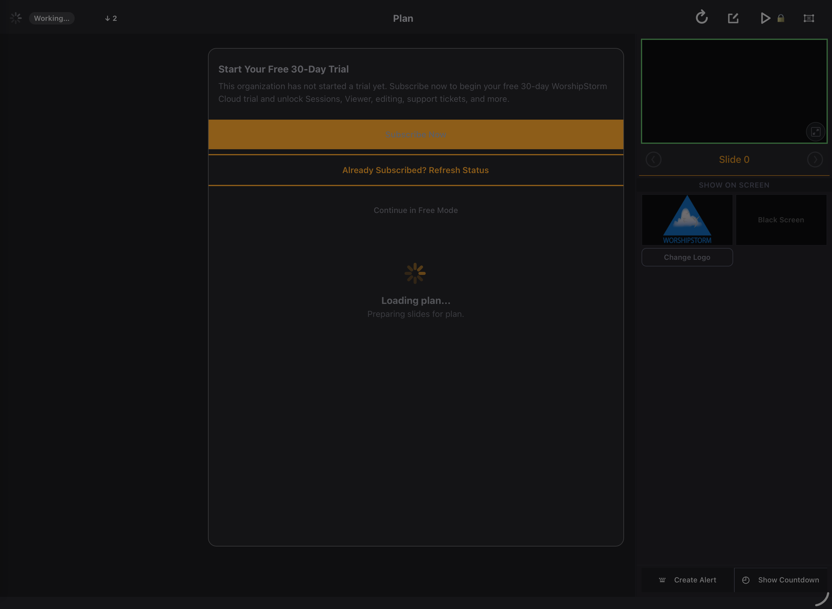 The upgrade prompt shown on launch in free mode