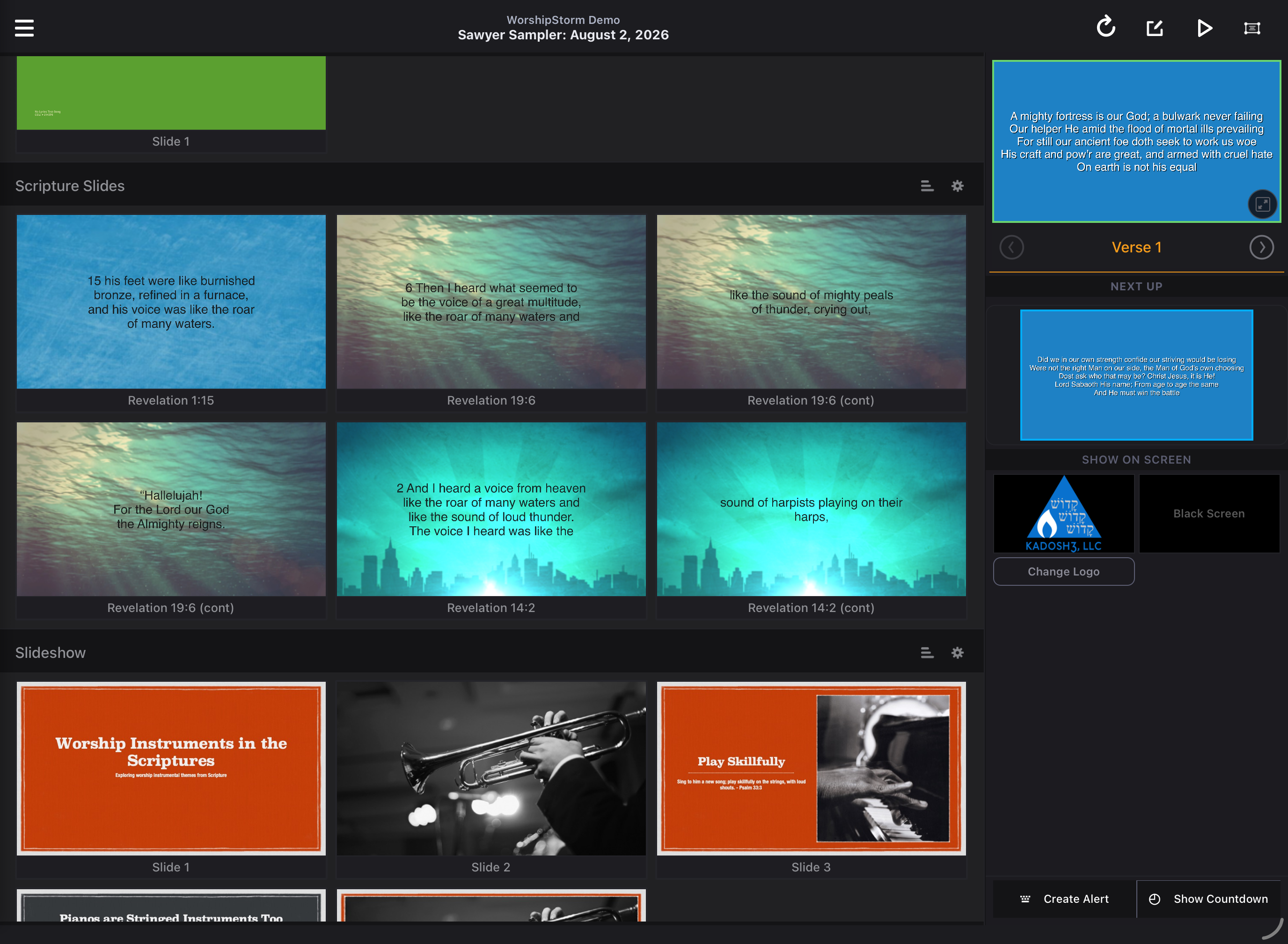 A plan item whose slides were generated from an attached slideshow file