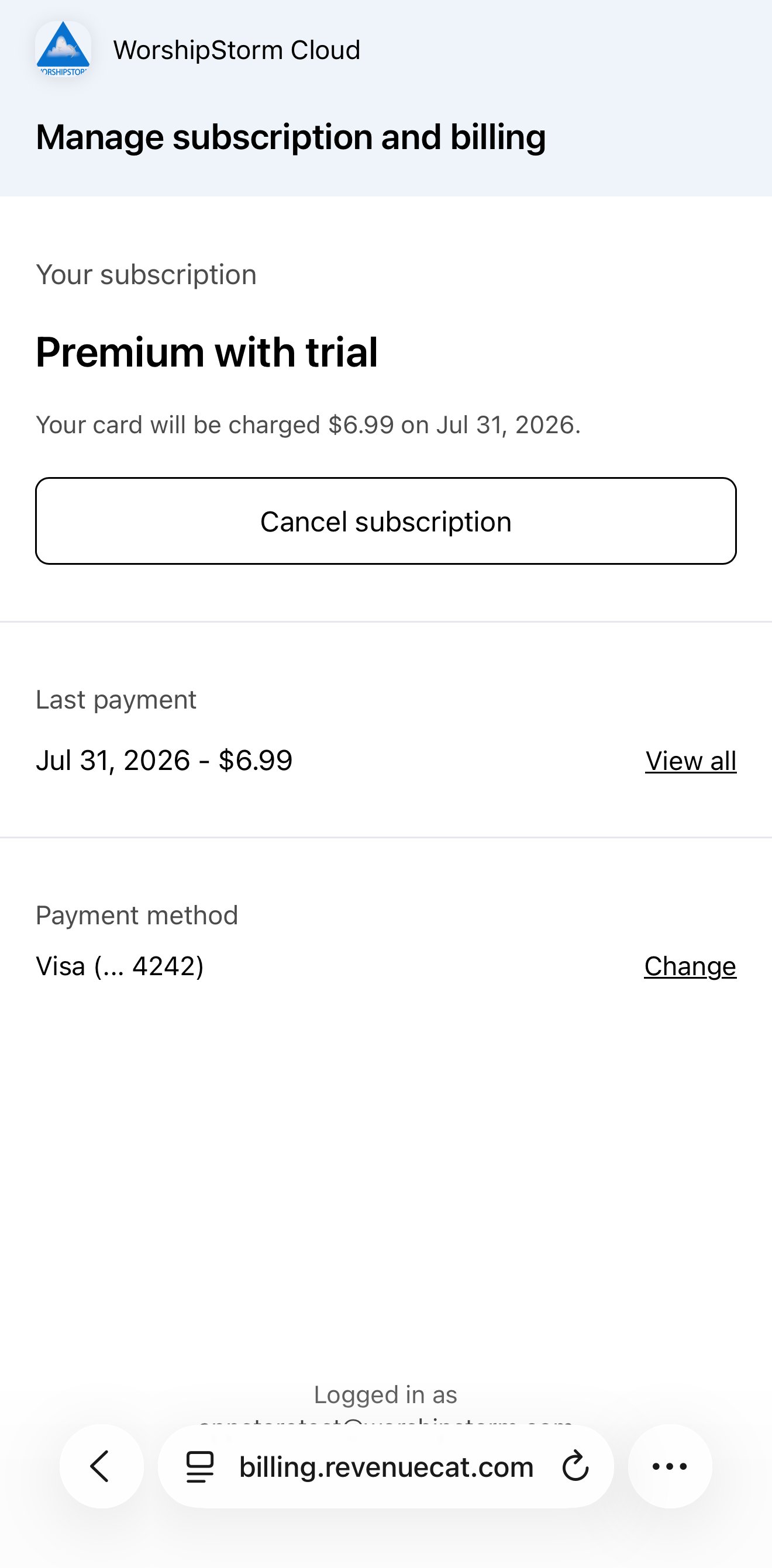 The Projector Plus customer portal open on iPhone